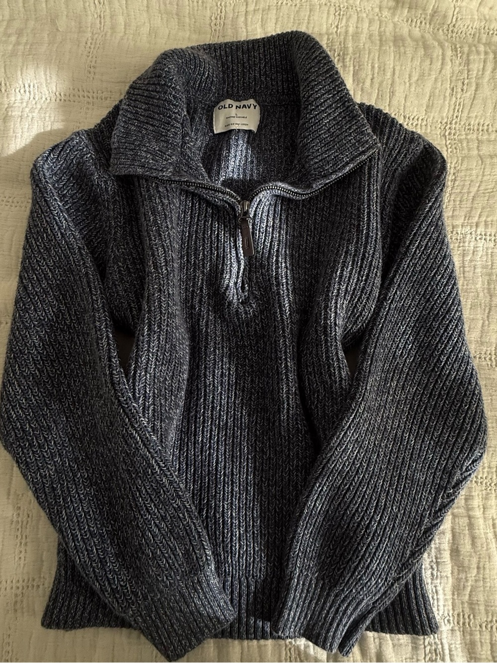 Vintage Old Navy Navy Heathered Half-Zip Knit Sweater